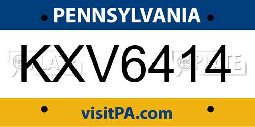 KXV6414 Pennsylvania License Plate