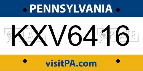 KXV6416 Pennsylvania License Plate