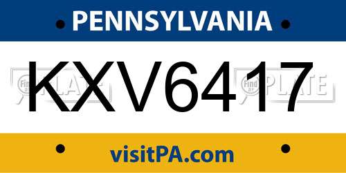 KXV6417 Pennsylvania License Plate