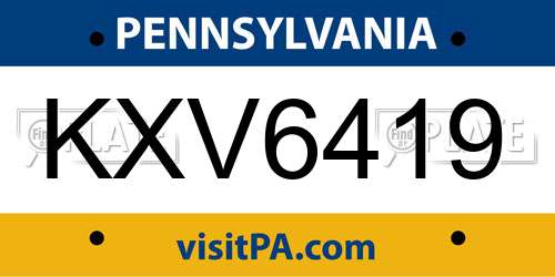 KXV6419 Pennsylvania License Plate