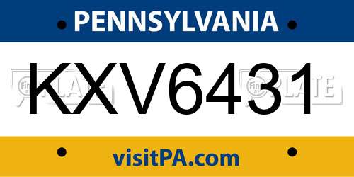 KXV6431 Pennsylvania License Plate
