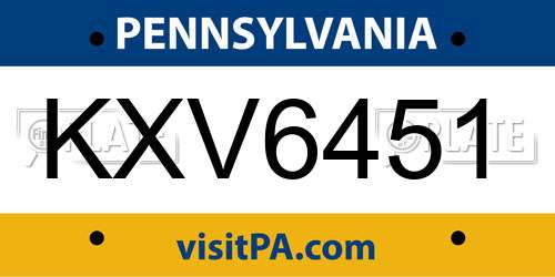 KXV6451 Pennsylvania License Plate