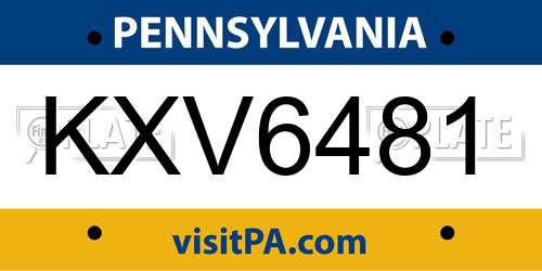 KXV6481 Pennsylvania License Plate