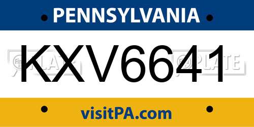 KXV6641 Pennsylvania License Plate