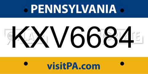 KXV6684 Pennsylvania License Plate