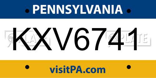 KXV6741 Pennsylvania License Plate