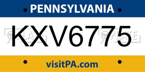 KXV6775 Pennsylvania License Plate