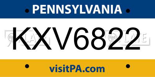 KXV6822 Pennsylvania License Plate