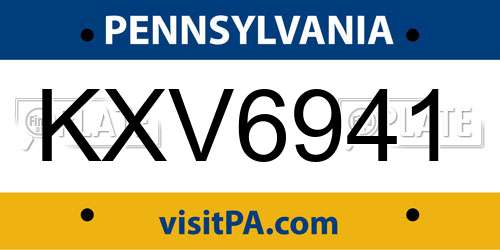 KXV6941 Pennsylvania License Plate