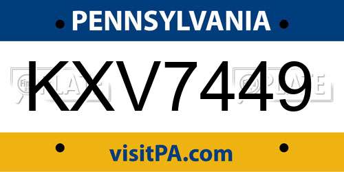 KXV7449 Pennsylvania License Plate