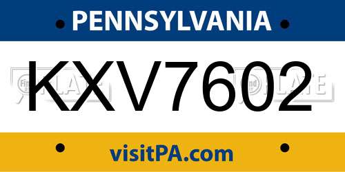 KXV7602 Pennsylvania License Plate