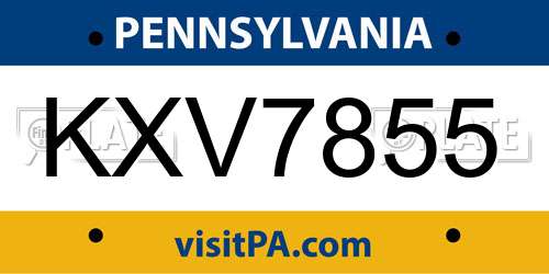 KXV7855 Pennsylvania License Plate