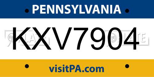KXV7904 Pennsylvania License Plate