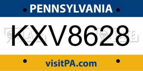 KXV8628 Pennsylvania License Plate