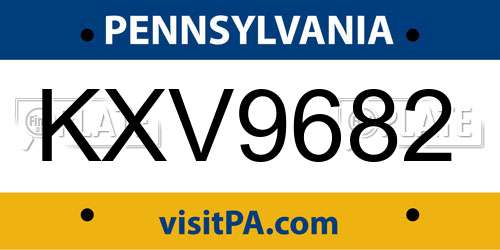 KXV9682 Pennsylvania License Plate