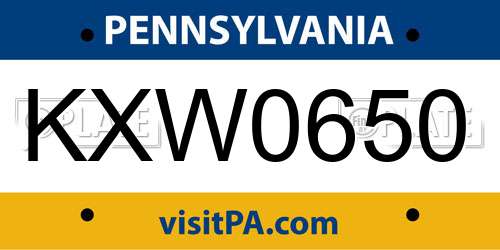KXW0650 Pennsylvania License Plate