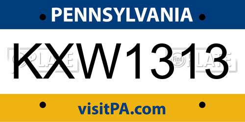 KXW1313 Pennsylvania License Plate