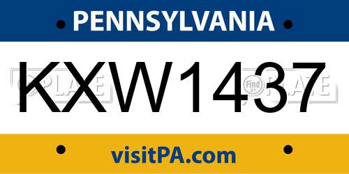 KXW1437 Pennsylvania License Plate