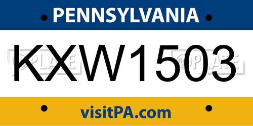 KXW1503 Pennsylvania License Plate