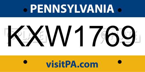 KXW1769 Pennsylvania License Plate