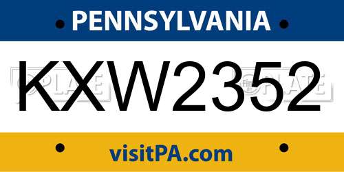 KXW2352 Pennsylvania License Plate