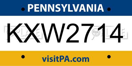 KXW2714 Pennsylvania License Plate