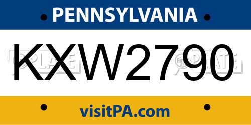 KXW2790 Pennsylvania License Plate