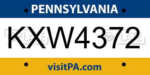 KXW4372 Pennsylvania License Plate