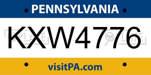 KXW4776 Pennsylvania License Plate