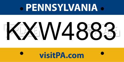 KXW4883 Pennsylvania License Plate