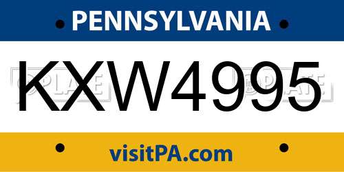 KXW4995 Pennsylvania License Plate