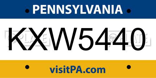 KXW5440 Pennsylvania License Plate