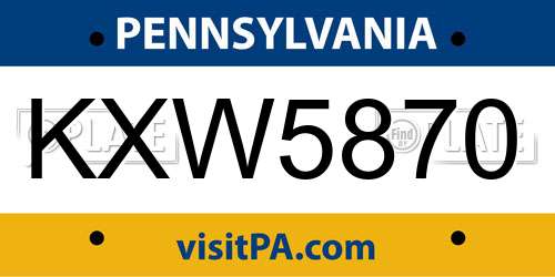 KXW5870 Pennsylvania License Plate