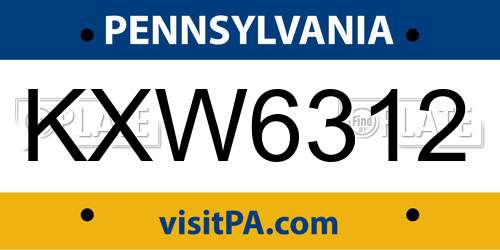 KXW6312 Pennsylvania License Plate