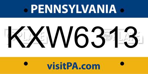 KXW6313 Pennsylvania License Plate