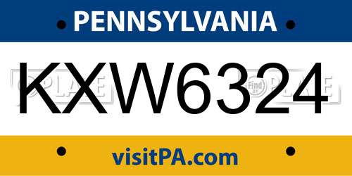 KXW6324 Pennsylvania License Plate