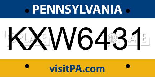 KXW6431 Pennsylvania License Plate
