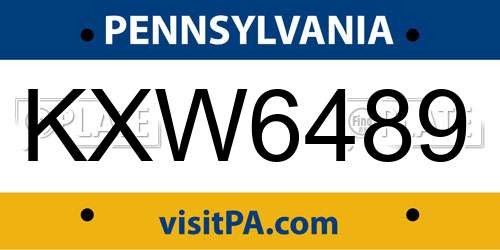 KXW6489 Pennsylvania License Plate