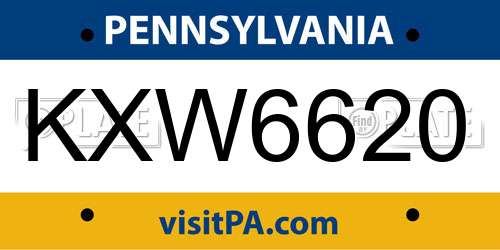 KXW6620 Pennsylvania License Plate