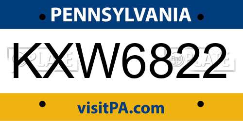 KXW6822 Pennsylvania License Plate