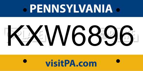 KXW6896 Pennsylvania License Plate