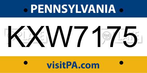 KXW7175 Pennsylvania License Plate