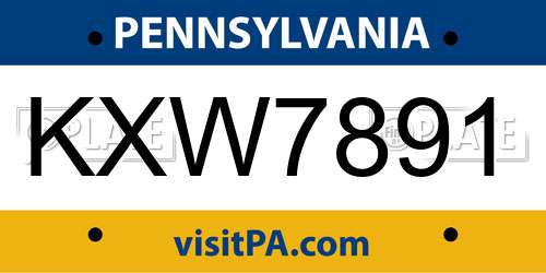 KXW7891 Pennsylvania License Plate