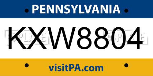 KXW8804 Pennsylvania License Plate