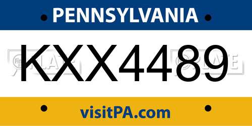 KXX4489 Pennsylvania License Plate