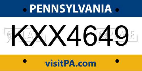 KXX4649 Pennsylvania License Plate