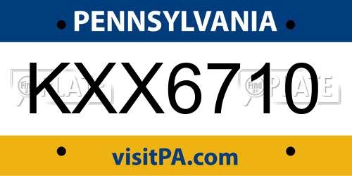 KXX6710 Pennsylvania License Plate