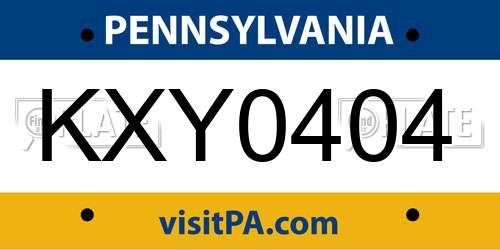 KXY0404 Pennsylvania License Plate