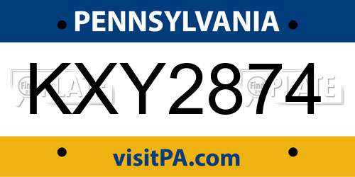 KXY2874 Pennsylvania License Plate