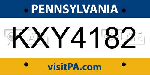 KXY4182 Pennsylvania License Plate